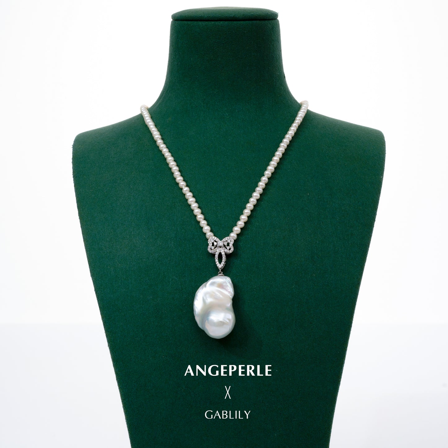 S925 Silver Baroque Pearl Pendant with Flawless 3.5-4mm Freshwater AK Pearls Necklace by ANGEPERLE