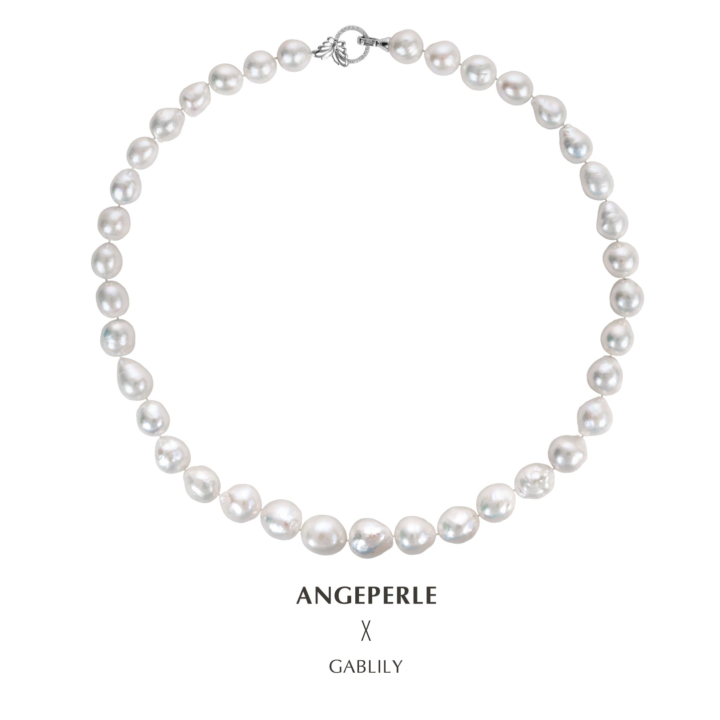 11-13mm Freshwater Baroque AK Pearl Necklace and Earring Jewelry Set in S925 Silver by ANGEPERLE