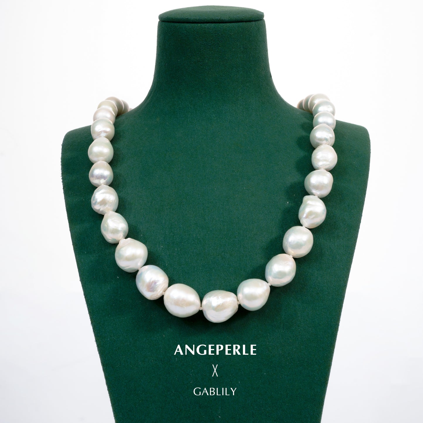 11-13mm Freshwater Baroque AK Pearl Necklace and Earring Jewelry Set in S925 Silver by ANGEPERLE