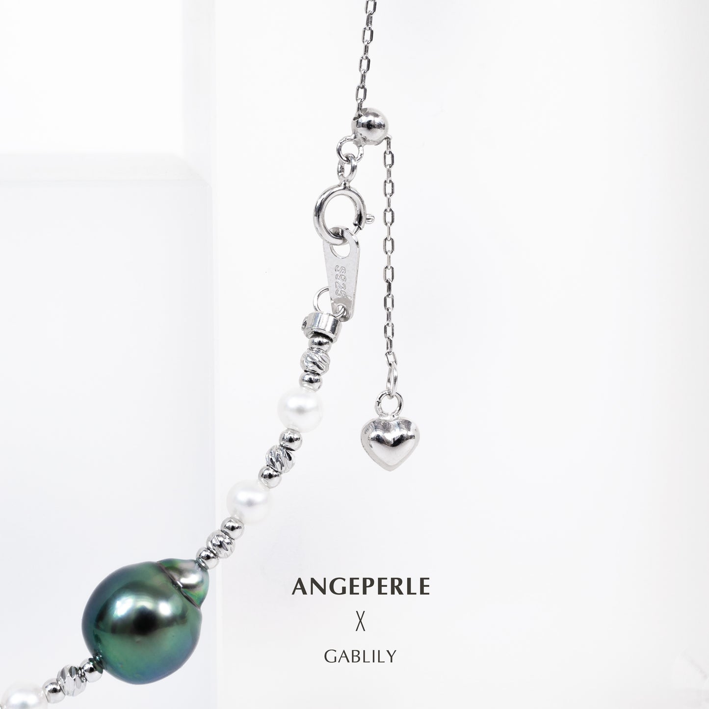 9-11mm Baroque Black Tahitian Pearl Tin Cup Necklace by ANGEPERLE