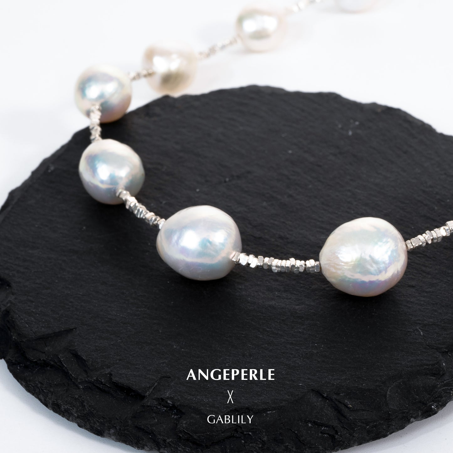 S925 Silver Tin Cup Necklace with Baroque Freshwater AK Pearls, 11-13mm by ANGEPERLE