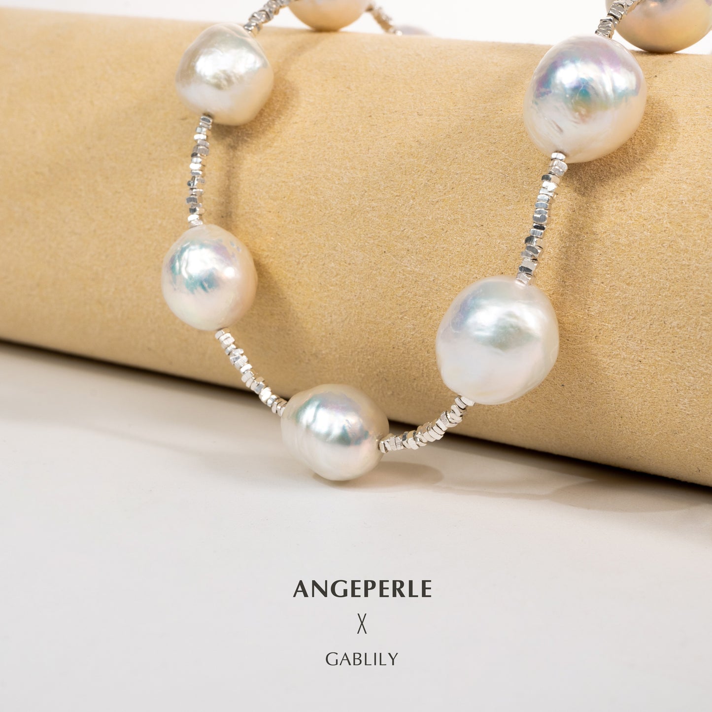 S925 Silver Tin Cup Necklace with Baroque Freshwater AK Pearls, 11-13mm by ANGEPERLE