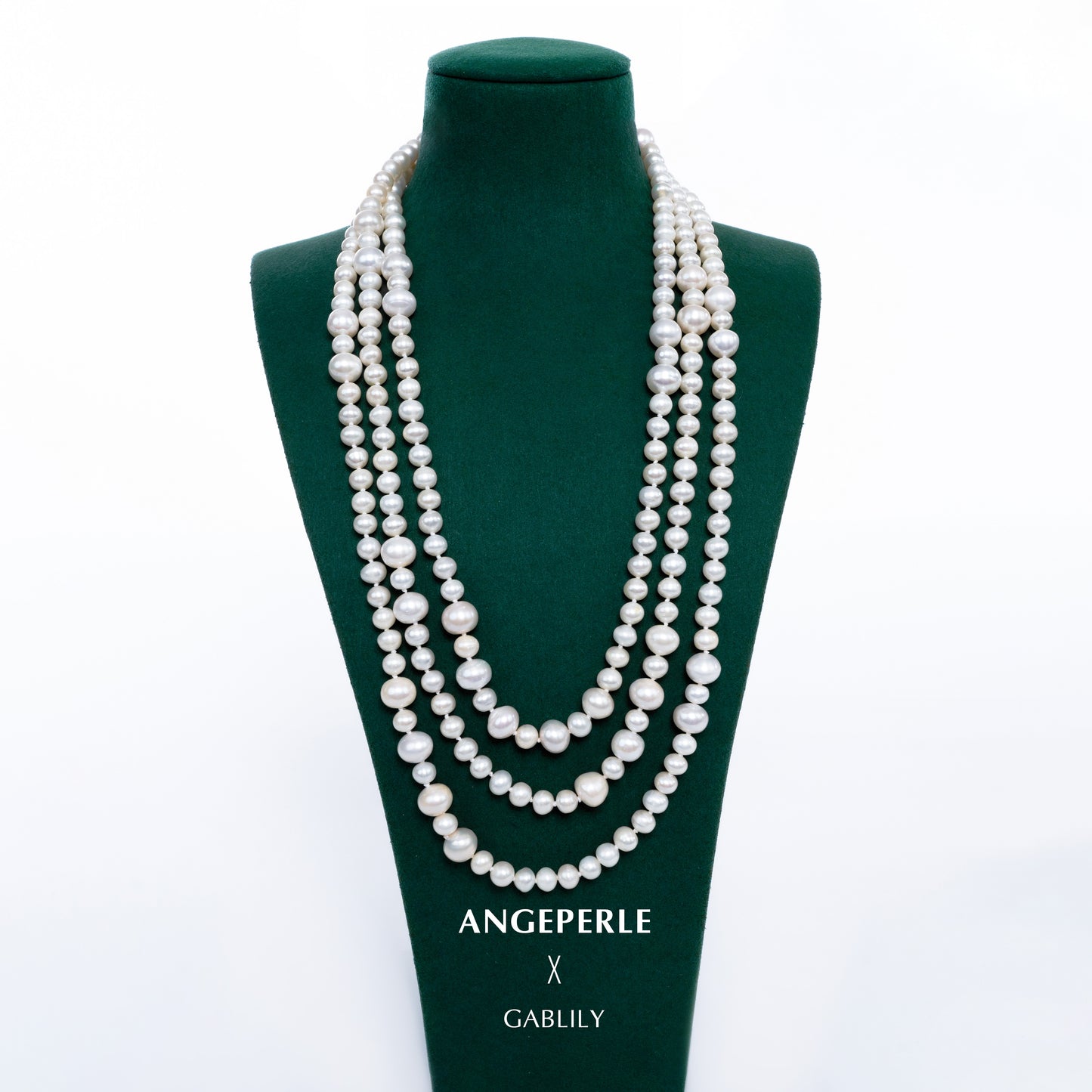 6-9mm Cultured Freshwater Pearl Sweater Triple Strand Long Necklace, 63 inches