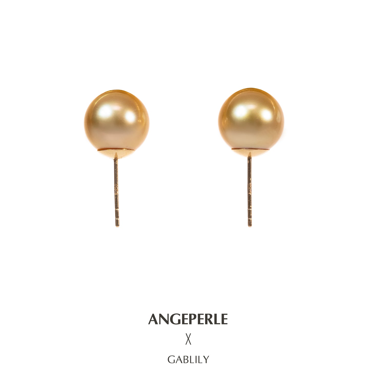 Rich Gold South Sea Golden Pearl Earrings Flawless Rounded: 10-11mm Seawater 18K Gold (jpjcy287)