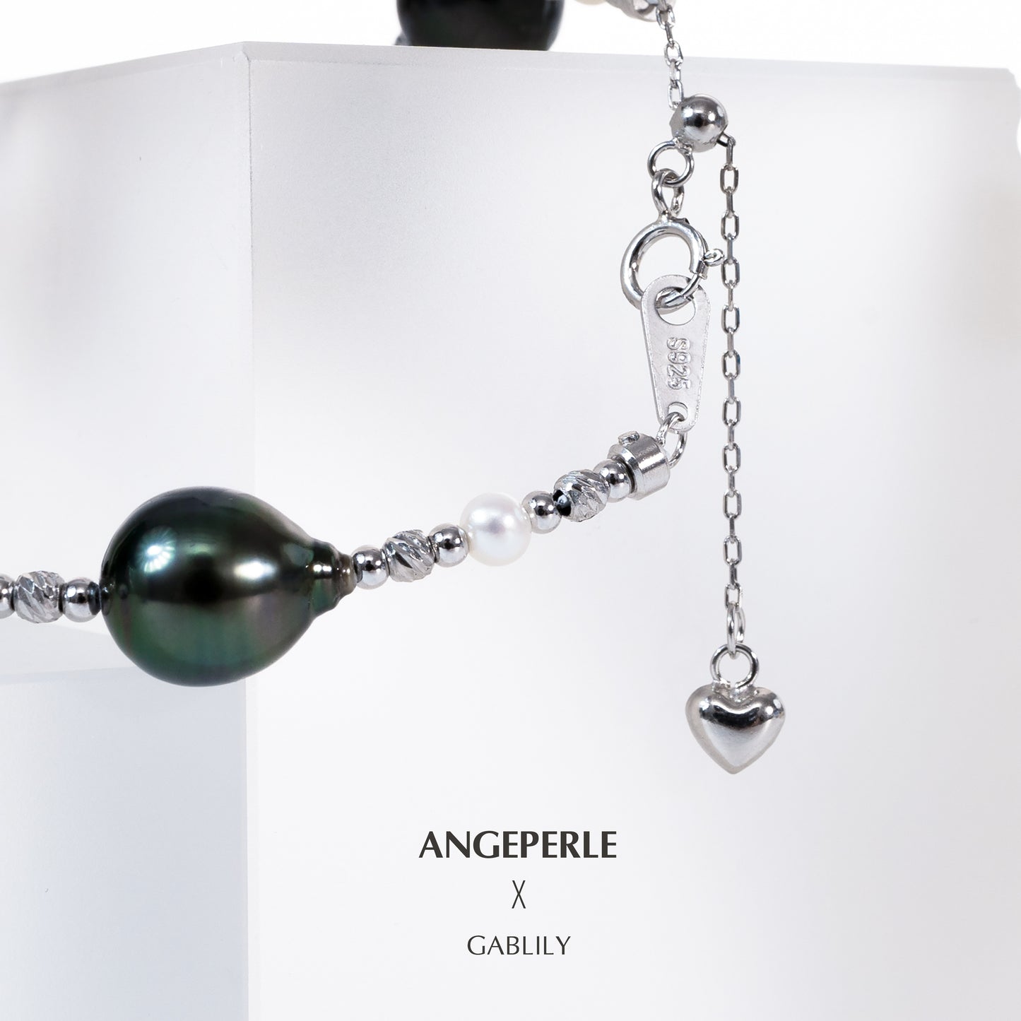 9-10mm Baroque Black Tahitian Pearl Tin Cup Bracelet by ANGEPERLE