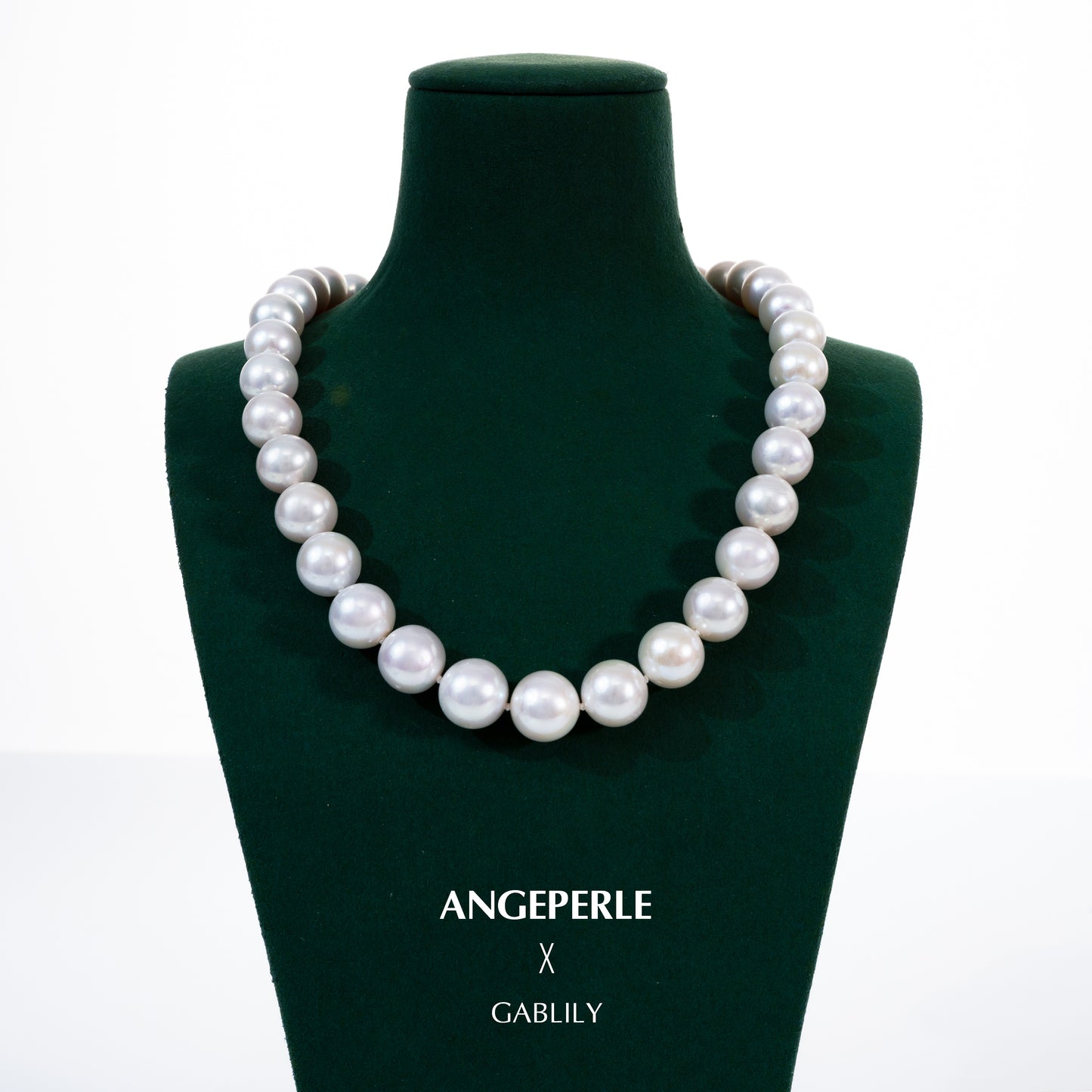 11-13mm White Cultured Freshwater Black Label Gablily Pearl G14K Strand Necklace TSJCY329