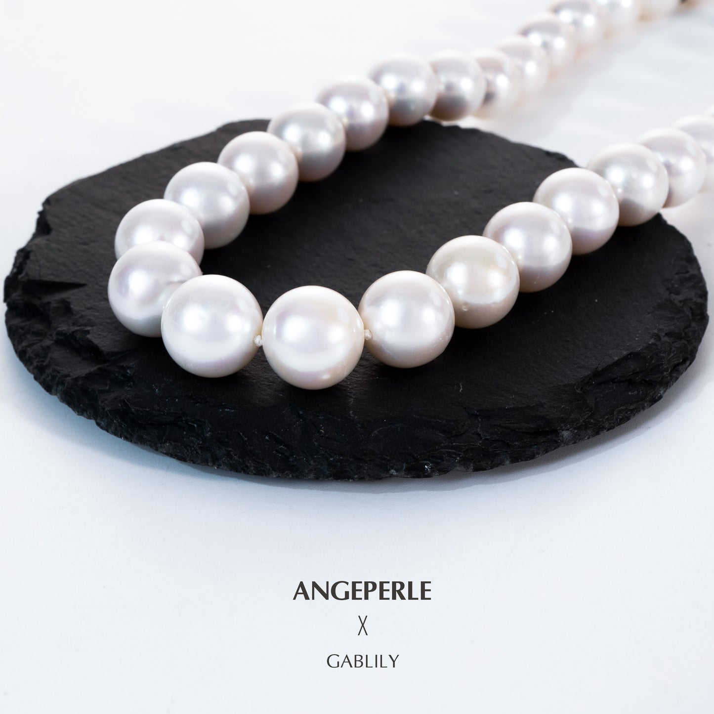 11-13mm White Cultured Freshwater Black Label Gablily Pearl G14K Strand Necklace TSJCY329