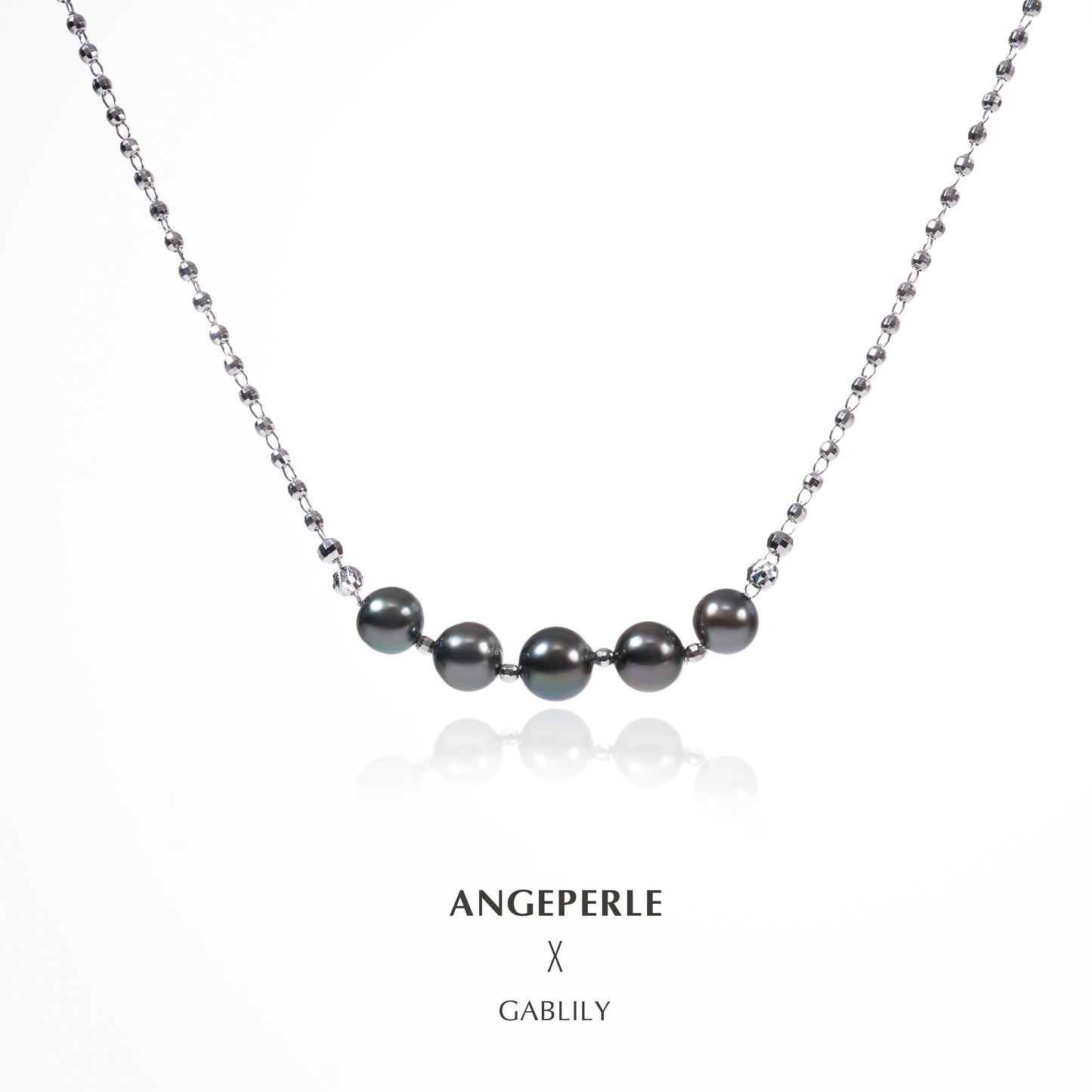 8-10mm Tahitian Pearl Tin Cup Necklace in S925 Silver by ANGEPERLE