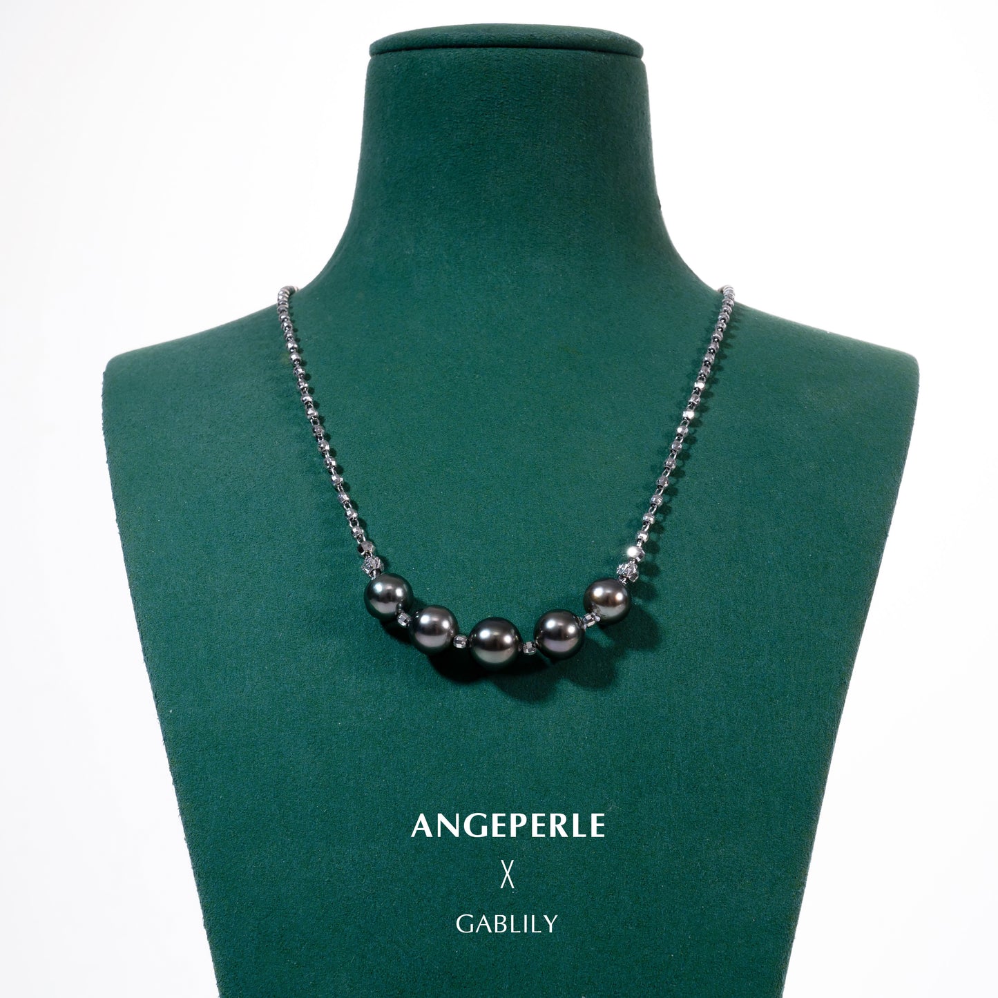 8-10mm Tahitian Pearl Tin Cup Necklace in S925 Silver by ANGEPERLE