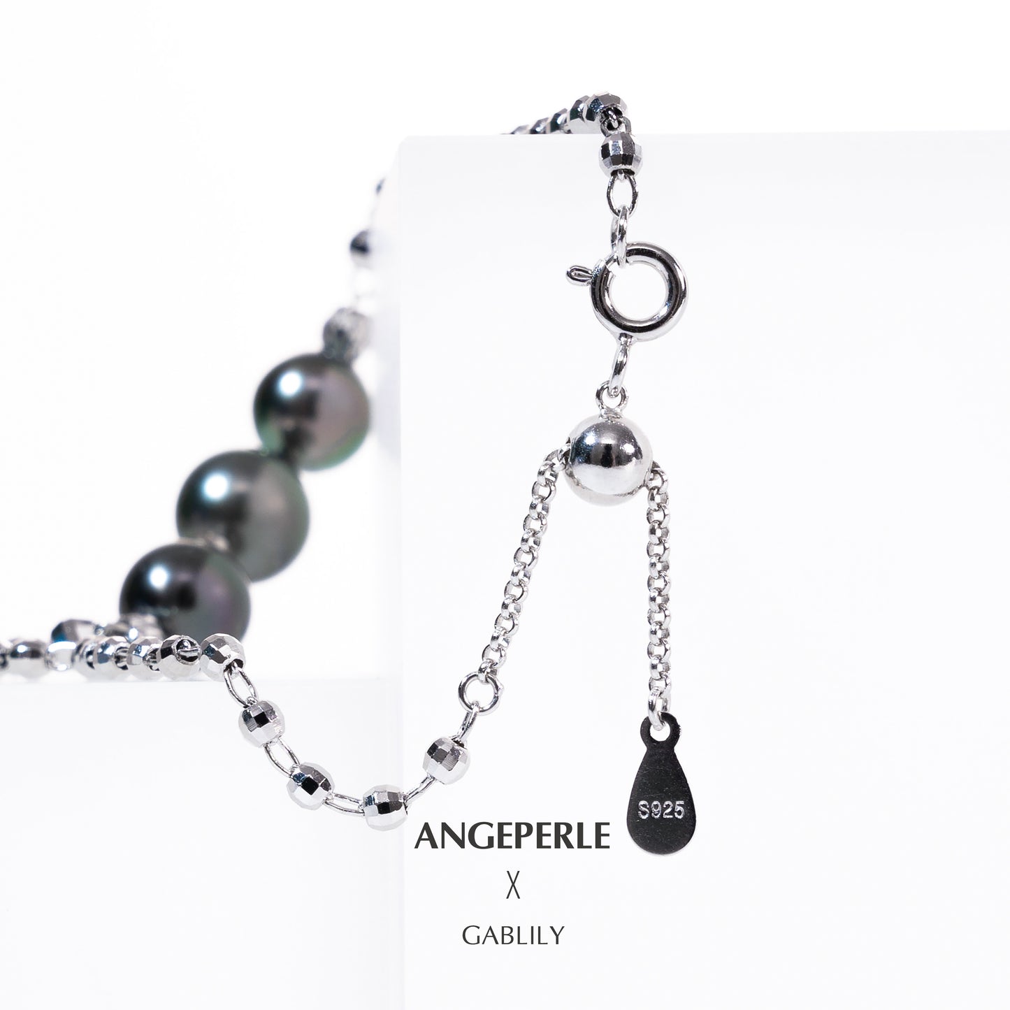 Tahitian Sea Pearl Bracelet with S925 Silver, 8-9mm Pearls by ANGEPERLE