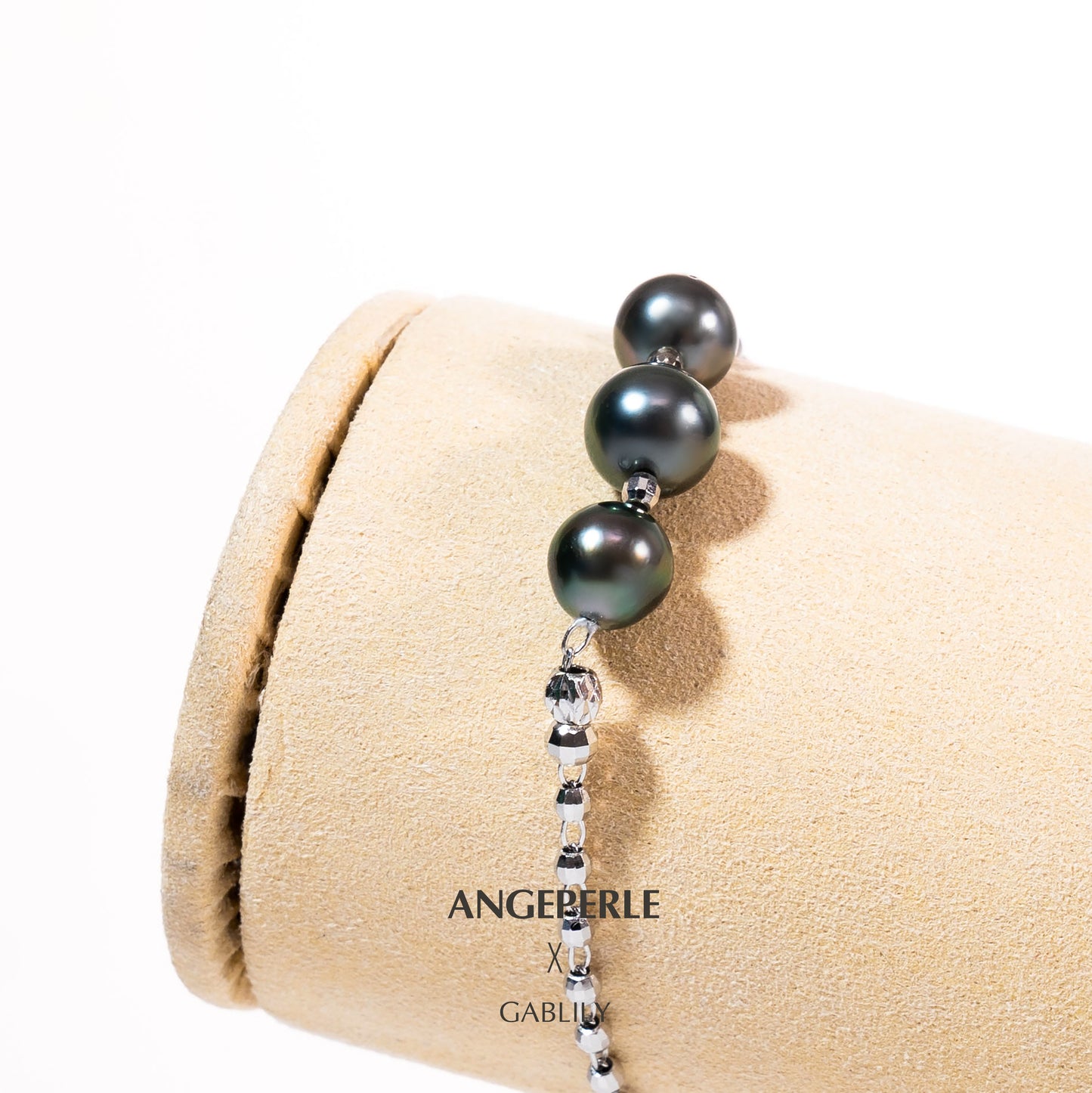 S925 7.5-8mm Tahitian Pearl Black Tin Cup Celeste Bracelet