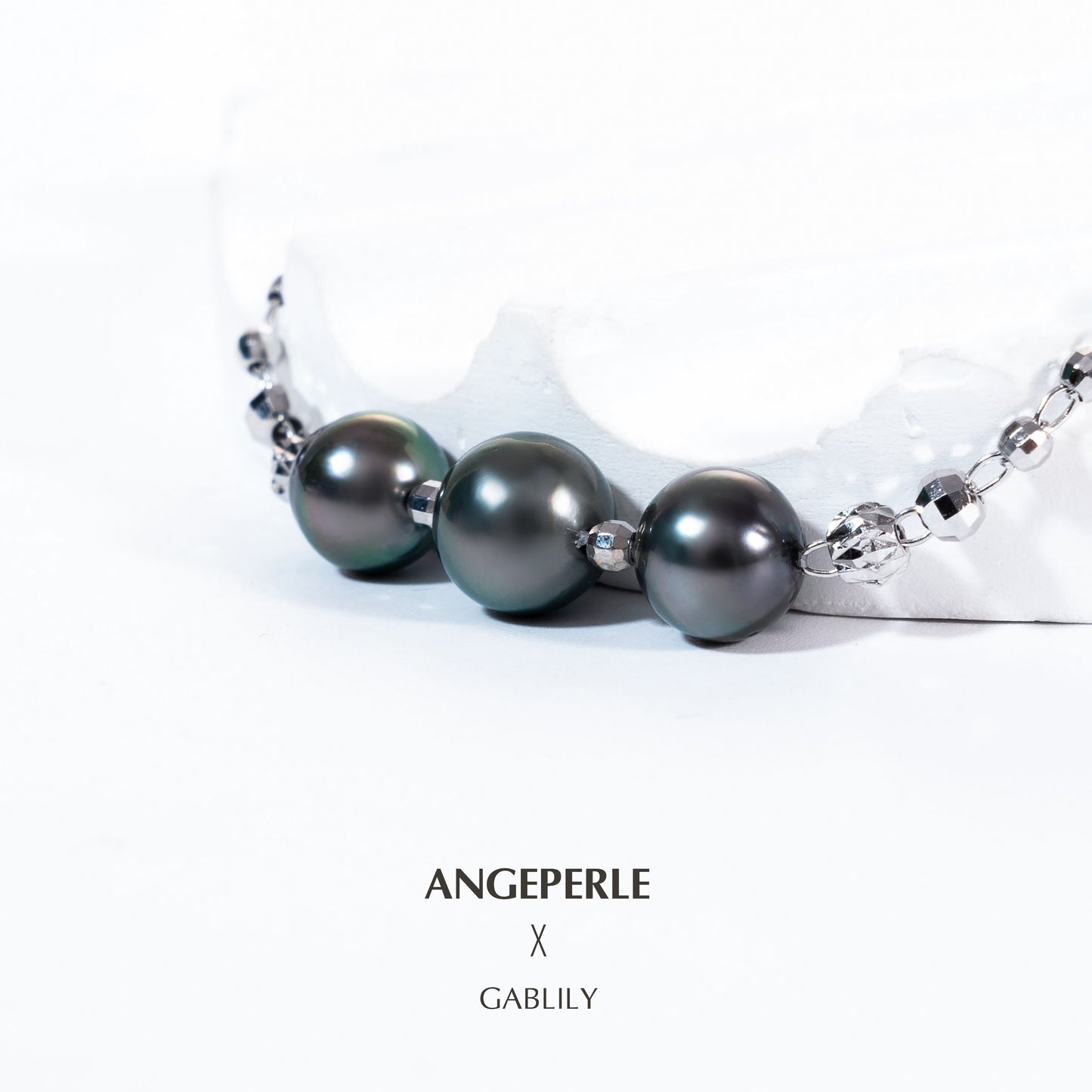 Tahitian Sea Pearl Bracelet with S925 Silver, 8-9mm Pearls by ANGEPERLE