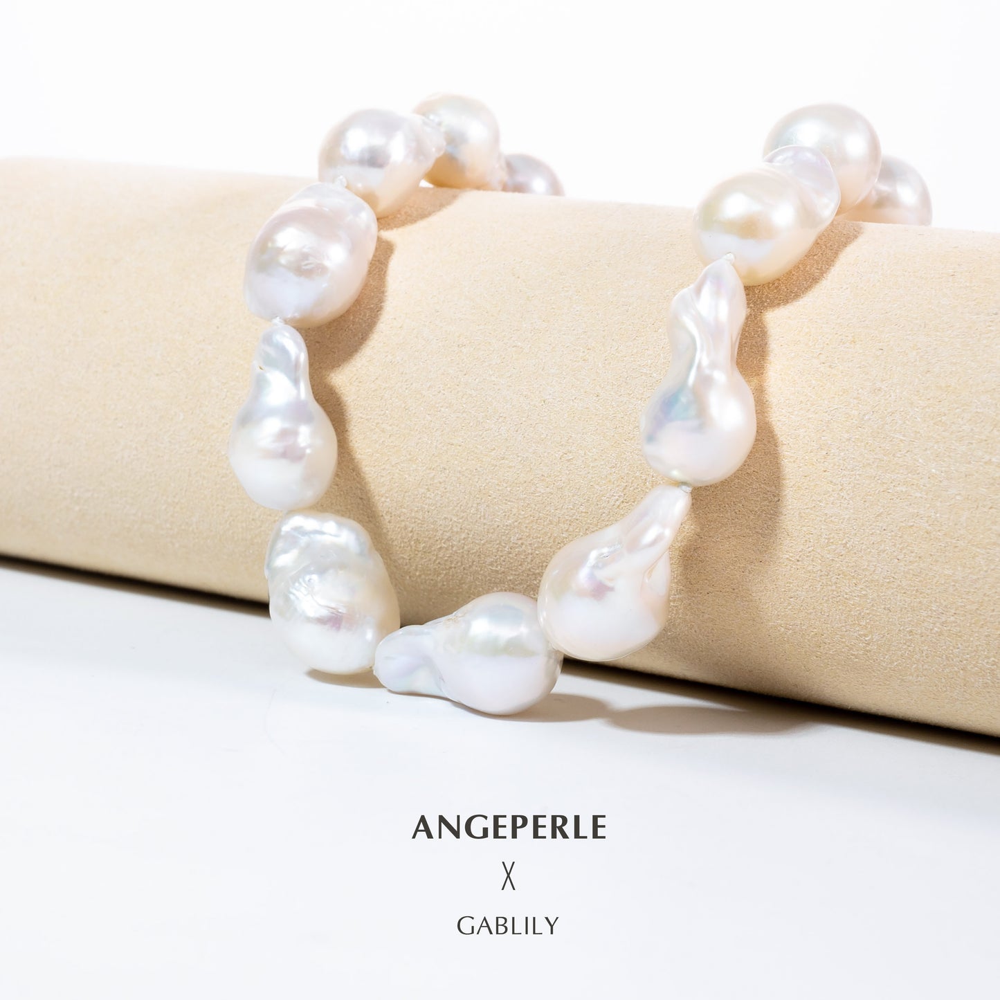 11-13mm White Cultured Freshwater Baroque Pearl Necklace in S925 Silver by ANGEPERLE