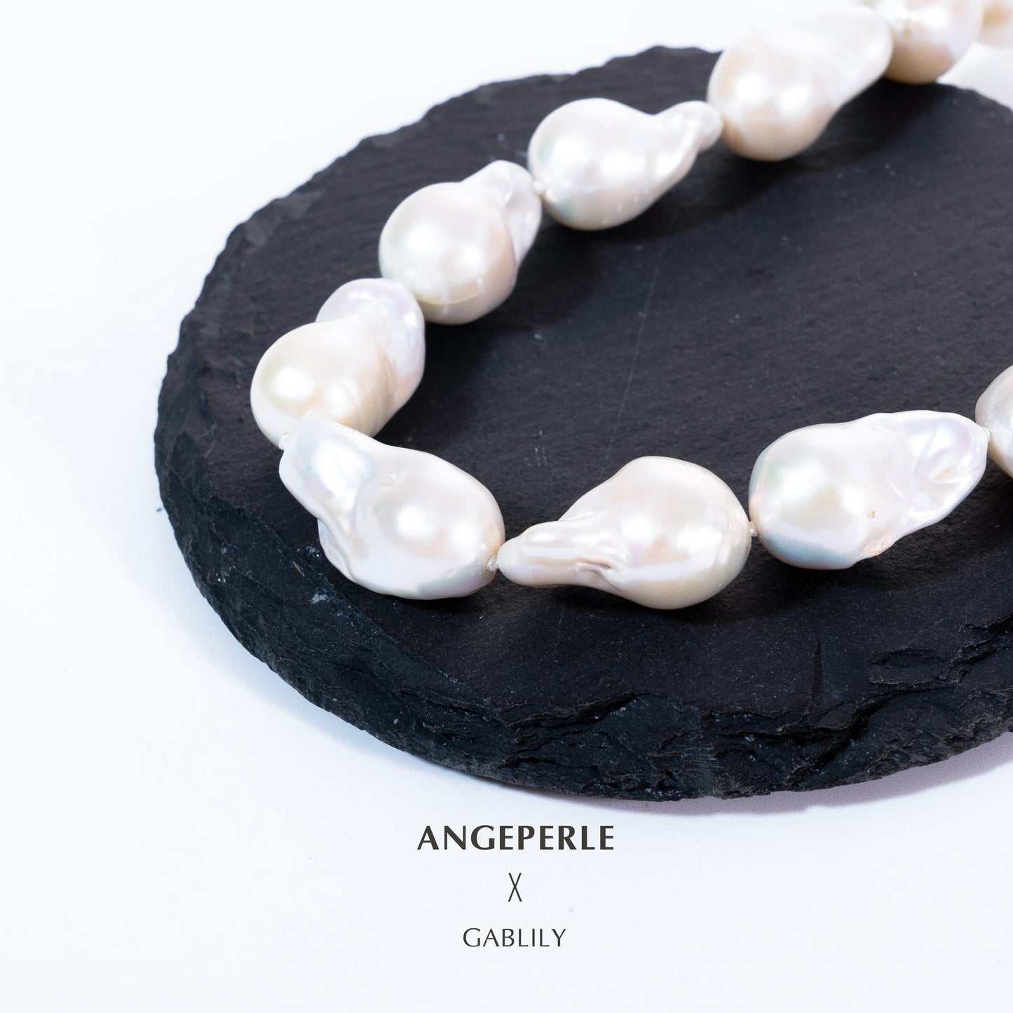 11-13mm White Cultured Freshwater Baroque Pearl Necklace in S925 Silver by ANGEPERLE