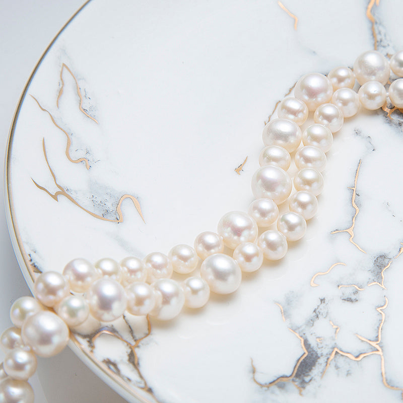 Elegant 63-inch Long Freshwater Pearl Necklace by ANGEPERLE