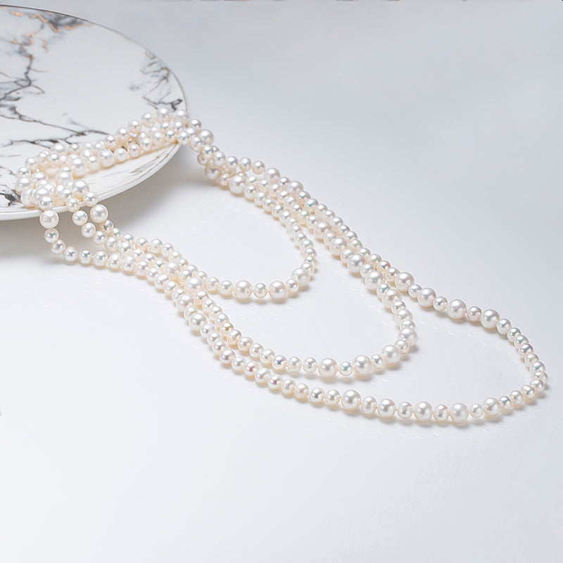 Elegant 63-inch Long Freshwater Pearl Necklace by ANGEPERLE