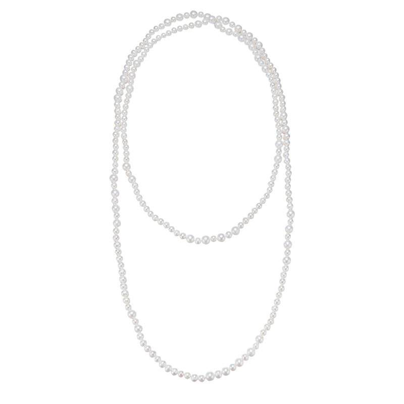 Elegant 63-inch Long Freshwater Pearl Necklace by ANGEPERLE