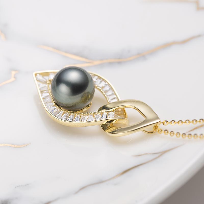 Designer Tahitian Pearl Pendant ：9-10mm Seawater S925 Silver (TSXX210)