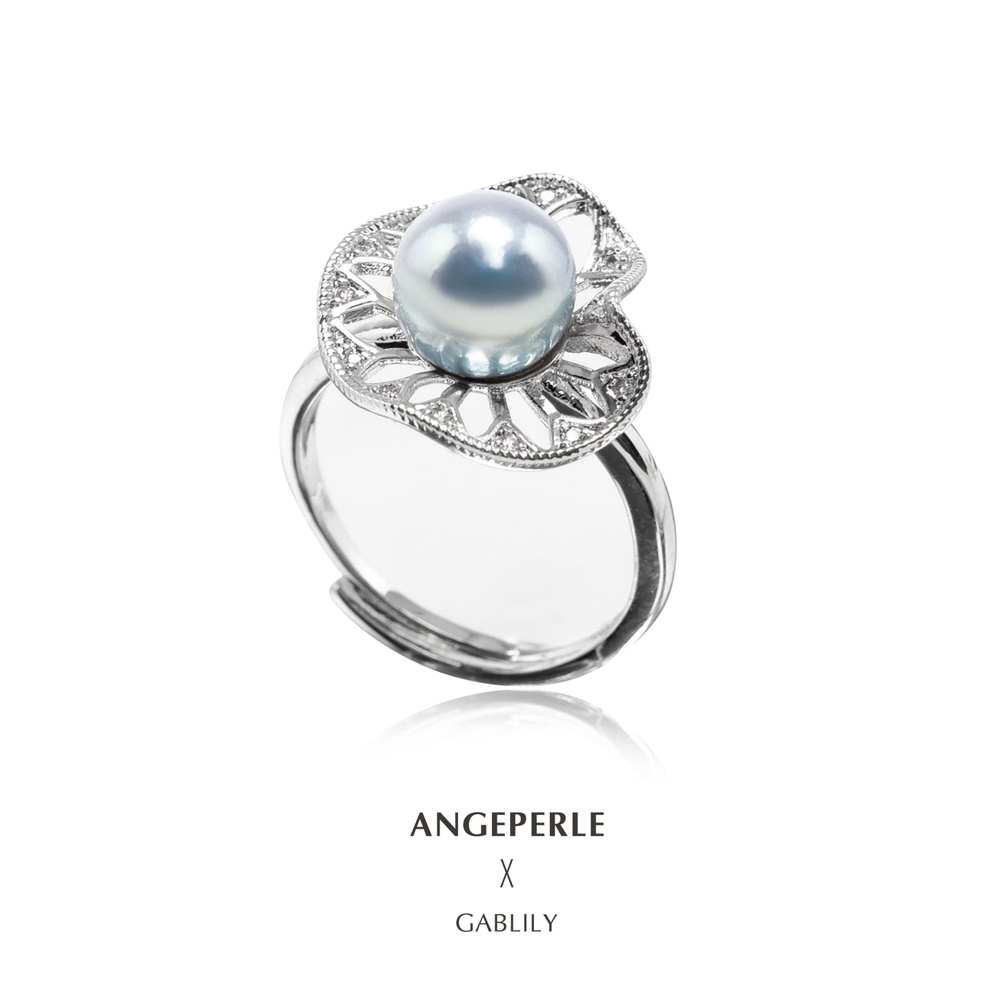 Akoya Madama Flower Story Pearl Ring: 7-8mm Seawater Alloy (TSYM139)