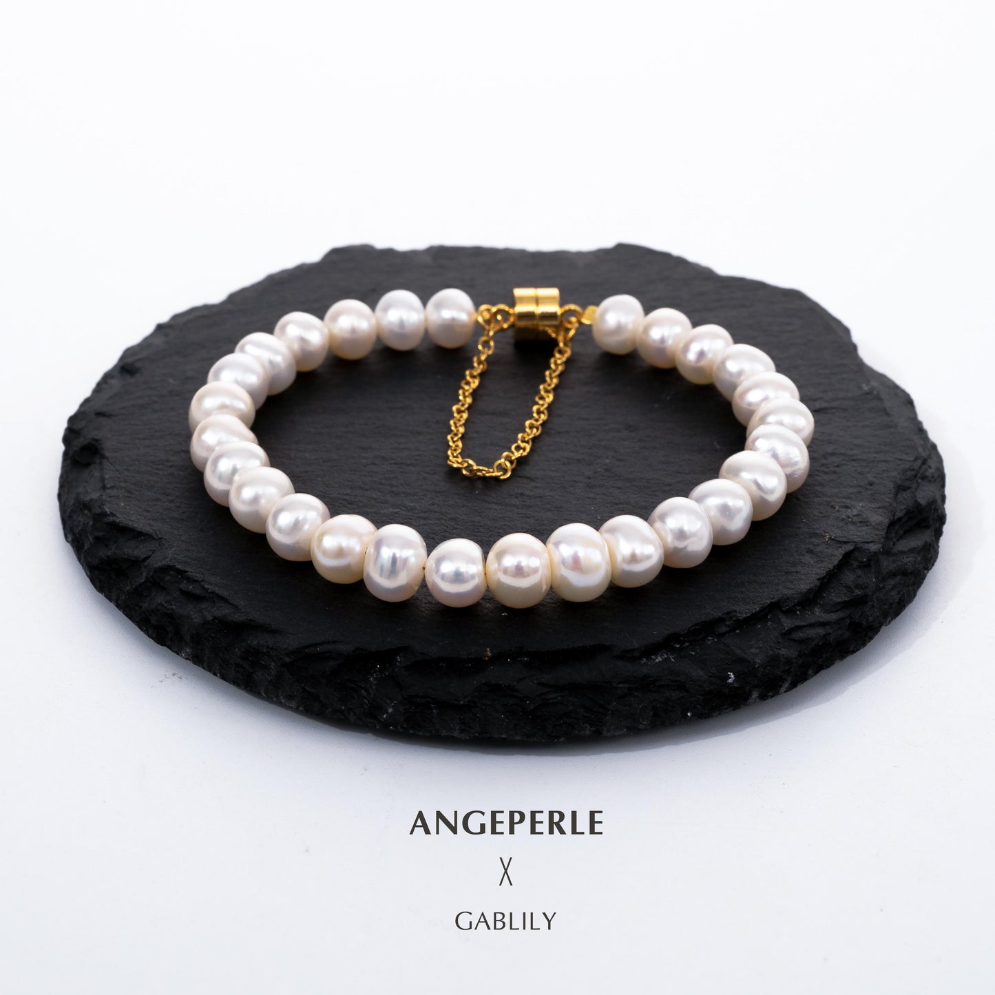 Magnetic Clasp Pearl Bracelet With Two Free Pearl Brooches Pearl Set: 6-7mm Freshwater Alloy (TSSL038)