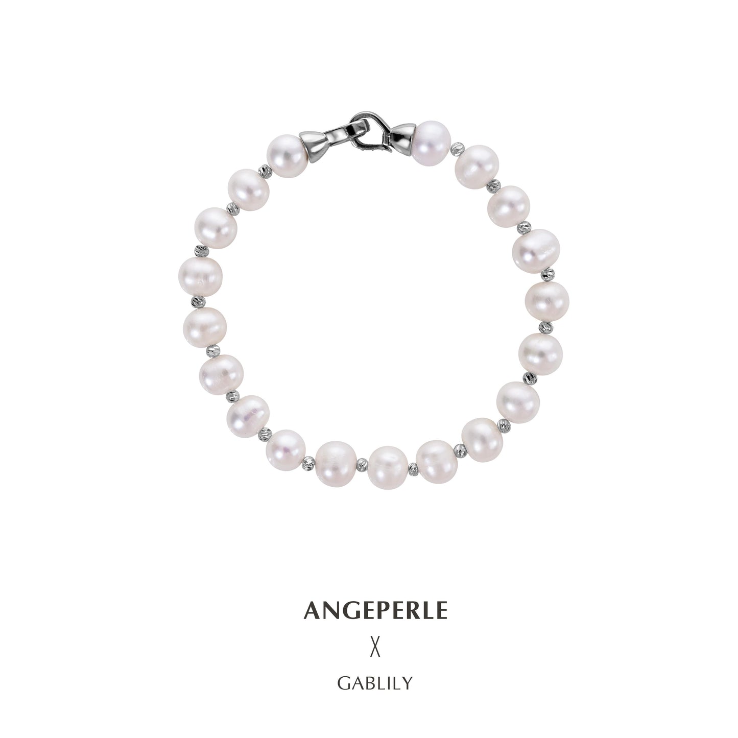 Figure 8 Clasp Pearl Necklace And Two Pearl Bracelets Length 95cm One Piece For Multiple Wears: 7-8mm Freshwater Alloy (TSAW041)