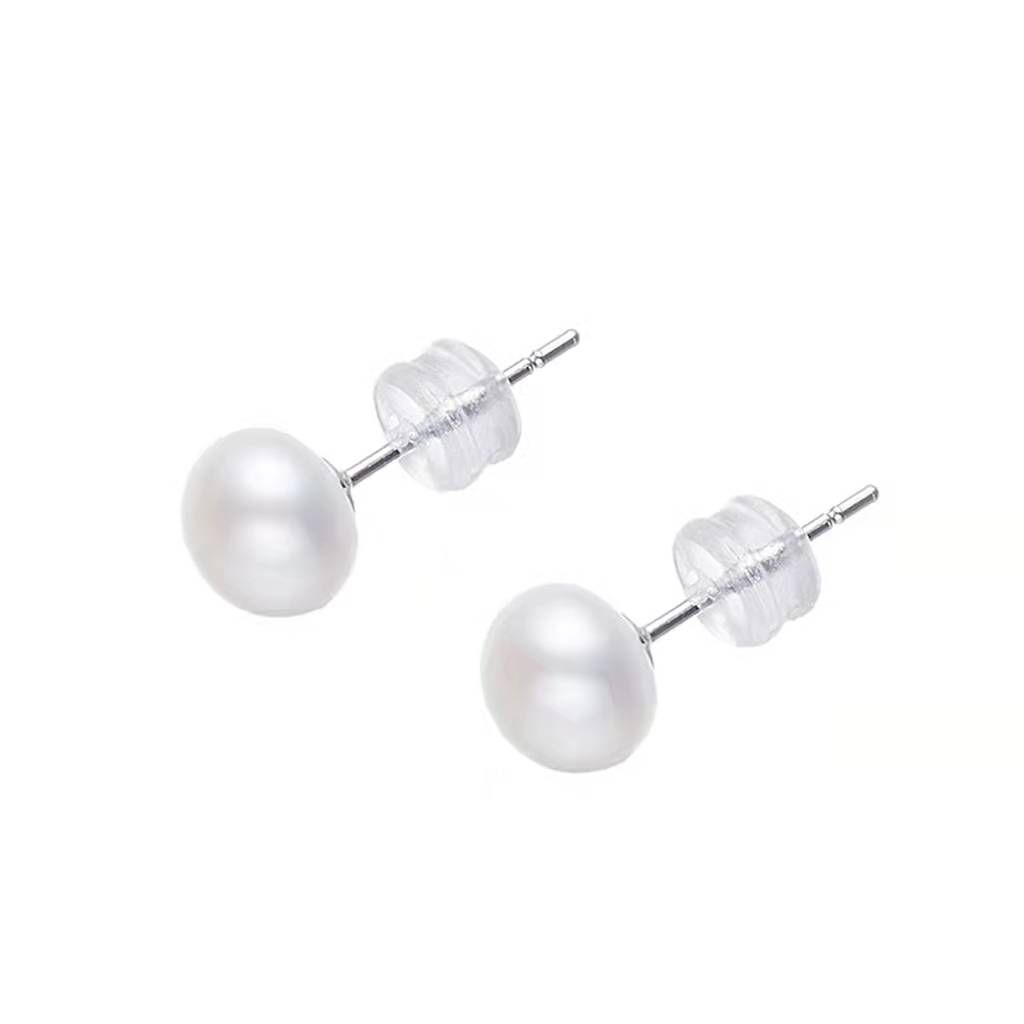 Simple Everyday Style Pearl Earrings：6-7mm Freshwater S925 Silver (HY001)