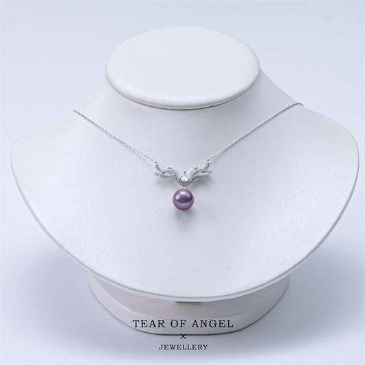 Deer Horn Edison Purple Pearl Pendant Big Size: 11-12mm Freshwater S925 Silver (zpjcy183)