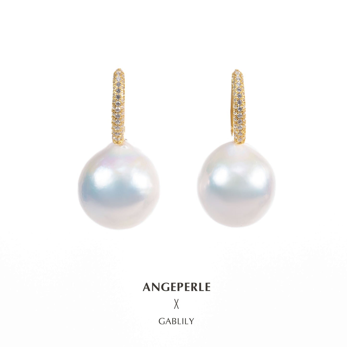 Gablily Baroque Pearl Earrings Large Point Strong Luster: 13-14mm Freshwater S925 Silver (TSJCY700)