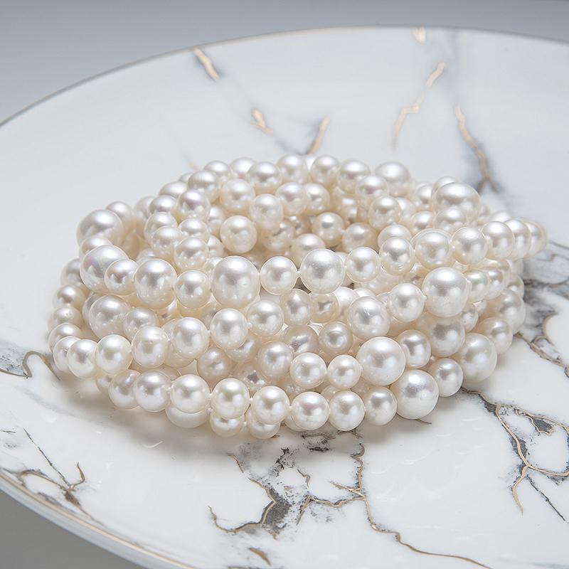 Sweater Multi-loop Pearl Necklace 63 inches: 6-9mm Freshwater No Accessories (TSZL010)