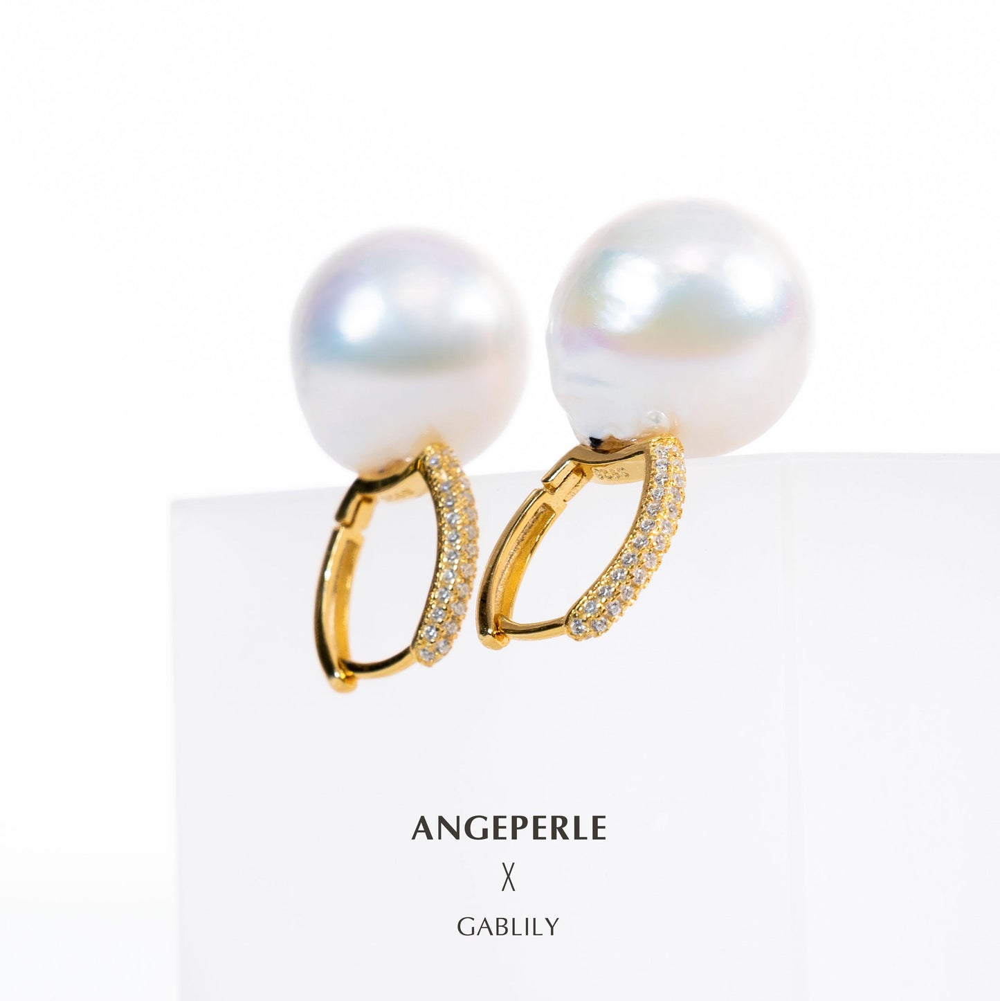 Gablily Baroque Pearl Earrings Large Point Strong Luster: 13-14mm Freshwater S925 Silver (TSJCY700)