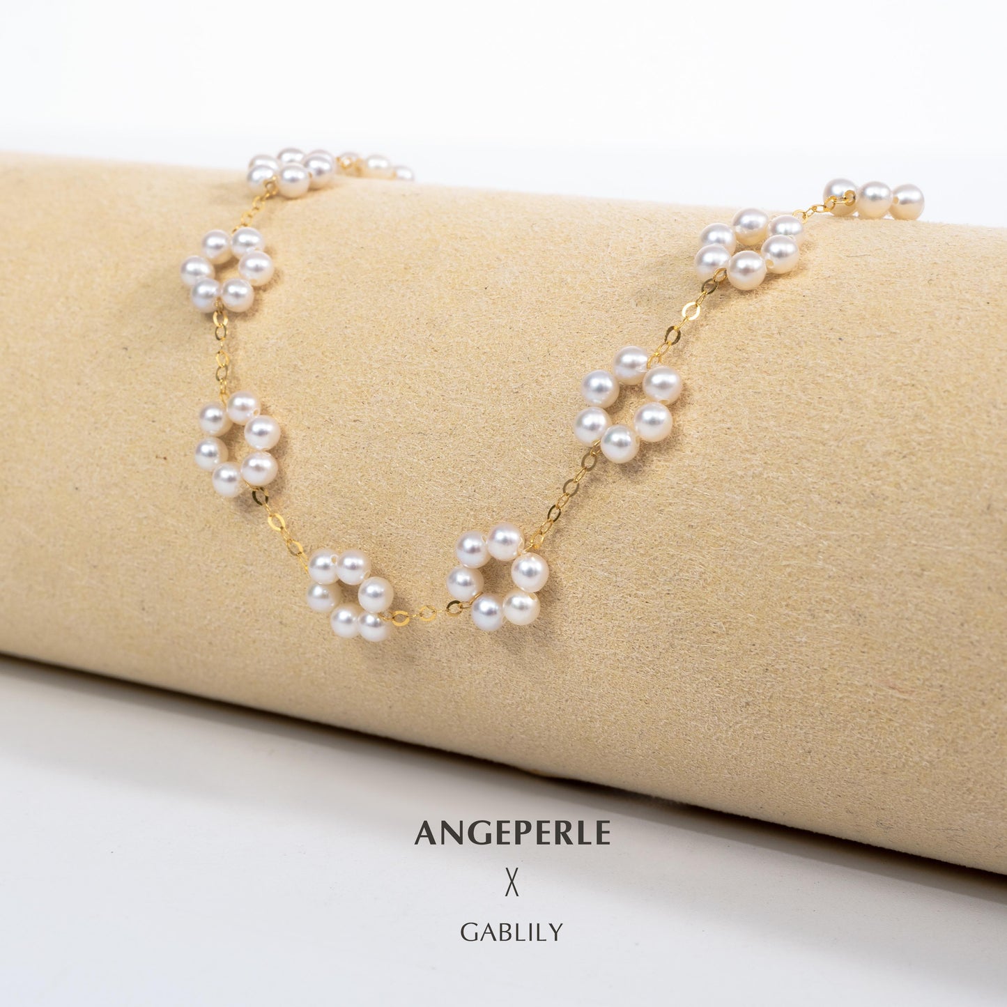 Gablily Baby Pearl Flowers Pearl Necklace：3-4mm Freshwater 18K Gold (TSGY096)