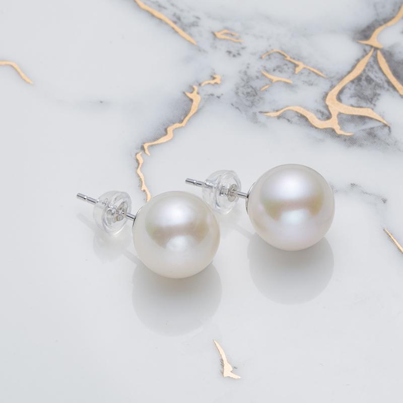 Gablily Classic Pairing Pearl Earrings: 10-11mm Freshwater S925 Silver (TSZL821)