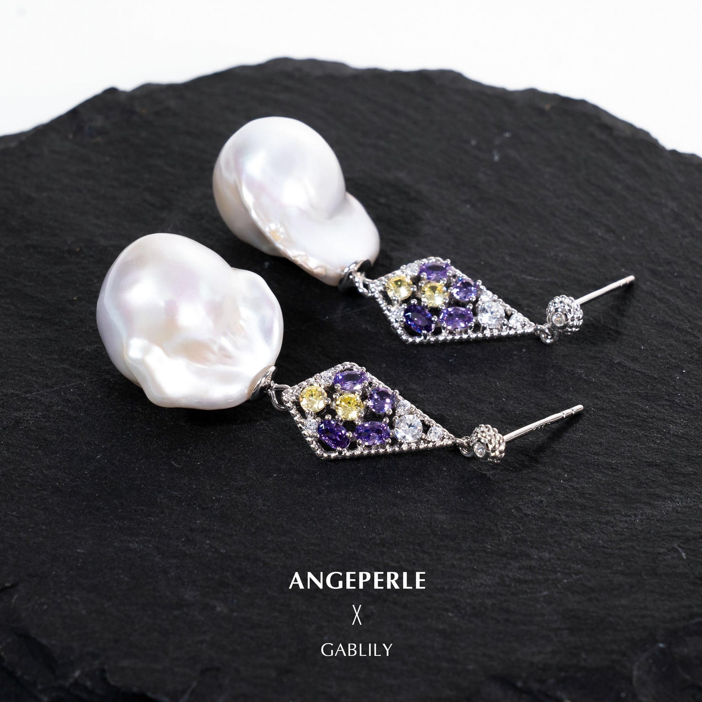 Gablily Baroque Ornate Pearl Earrings: 13-20mm Freshwater S925 Silver (TSJCY603)