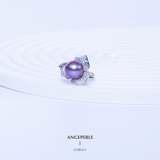 Petal Edison Purple Pearl Ring ：13-14mm Freshwater S925 Silver (zpjcy071)