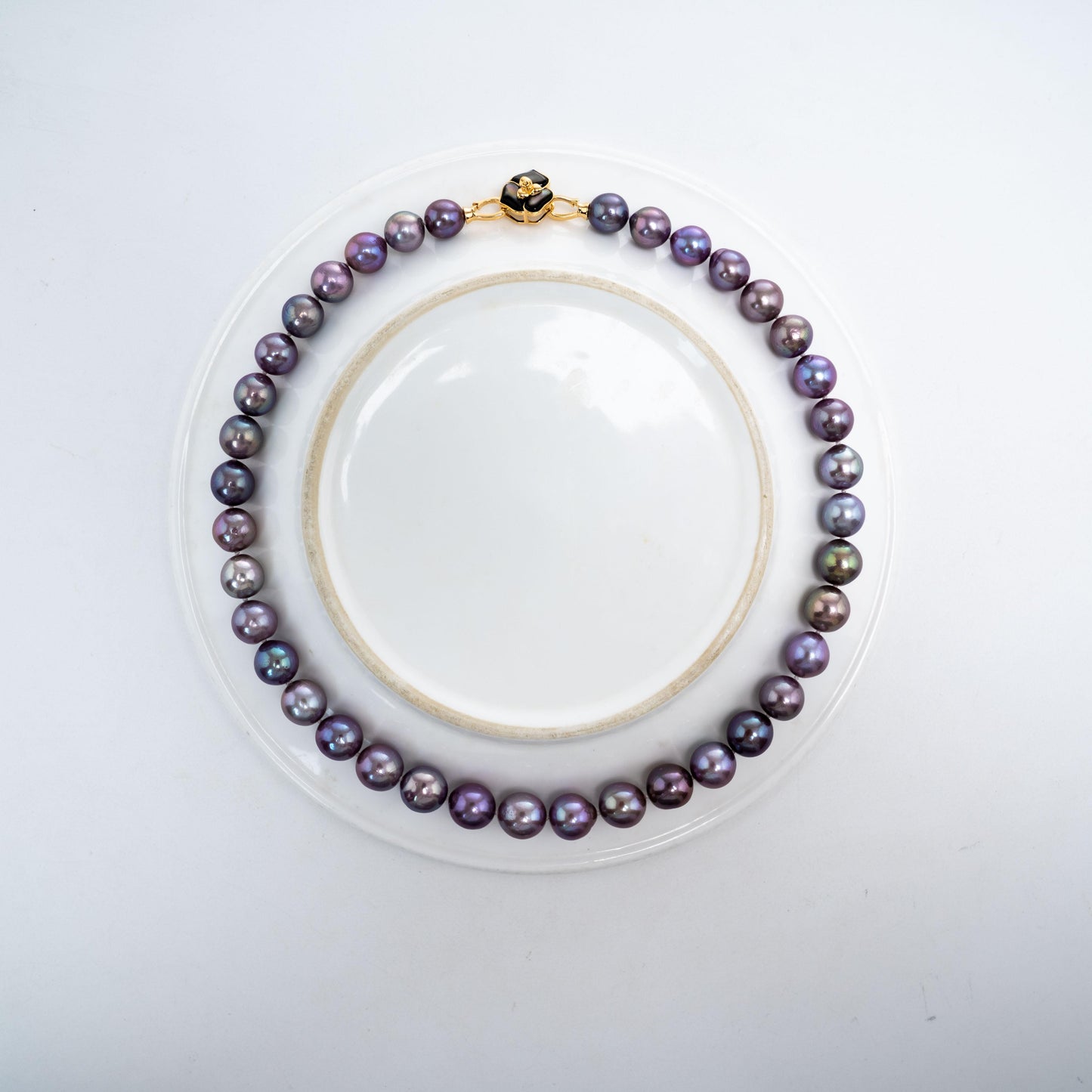 High Quality Edison Blueberry Purple Pearl Necklace Classic point Black Rose Clasp：9-11mm Freshwater S925 Silver (TSSLF38)