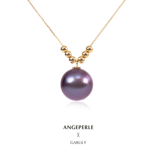 CGRL Certificate Chopin Chain 6+1 Purple Pearl Pendant: 10-11mm Freshwater 18K Gold (TSJCY725)