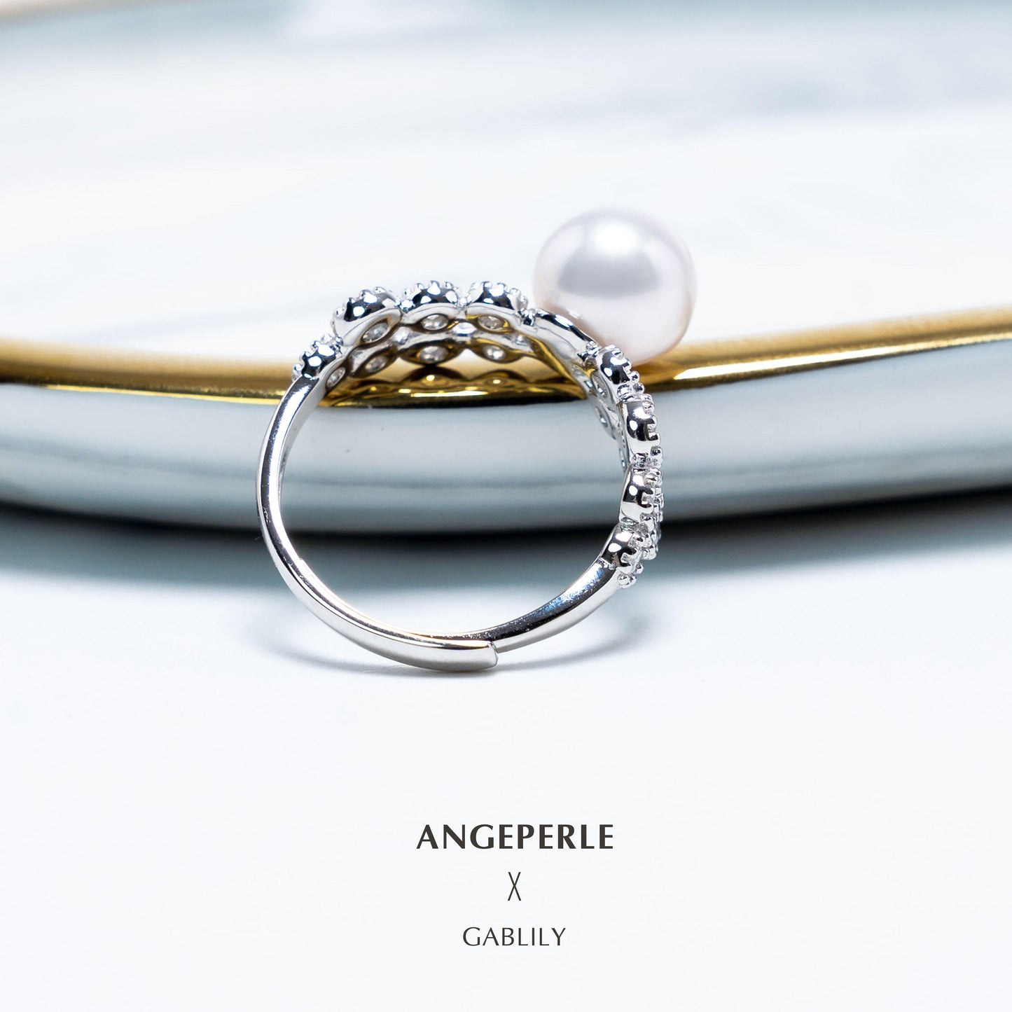 Akoya White Big Size Pearl Ring: 8-9mm Seawater S925 Silver (TSJCY866)