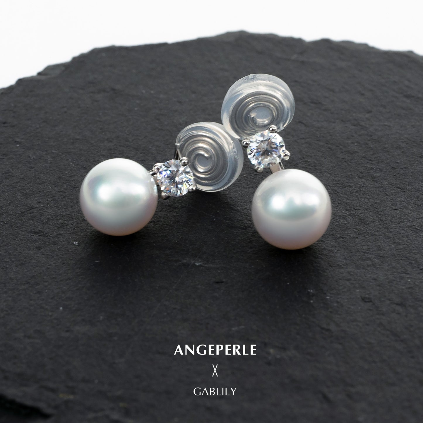 8-9mm White Cultured Freshwater Akoya Pearl Ear Clips in S925 Sterling Silver