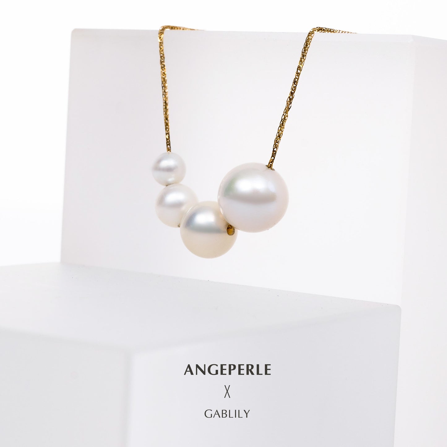 Gablily Smile Gradient Pearl Necklace: 4-5/5-6/6-7/8-9mm Freshwater 18K Gold (TSGY1224)