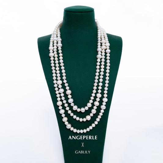 Sweater Multi-loop Pearl Necklace 63 inches: 6-9mm Freshwater No Accessories (TSZL010)