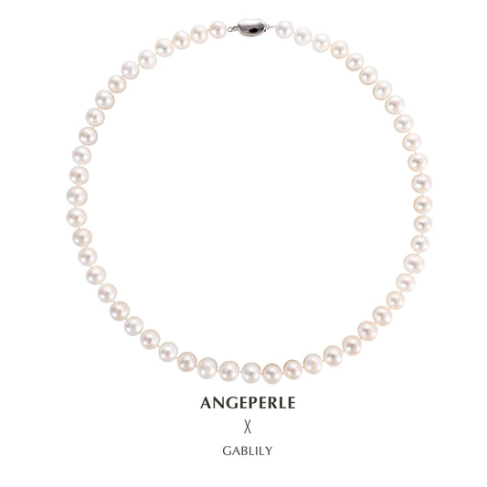 A Gift Dedicated To Mothers All Over The World Gablily White Pearl Necklace: 7.3-8.3mm Freshwater S925 Silver (TSJCY740)