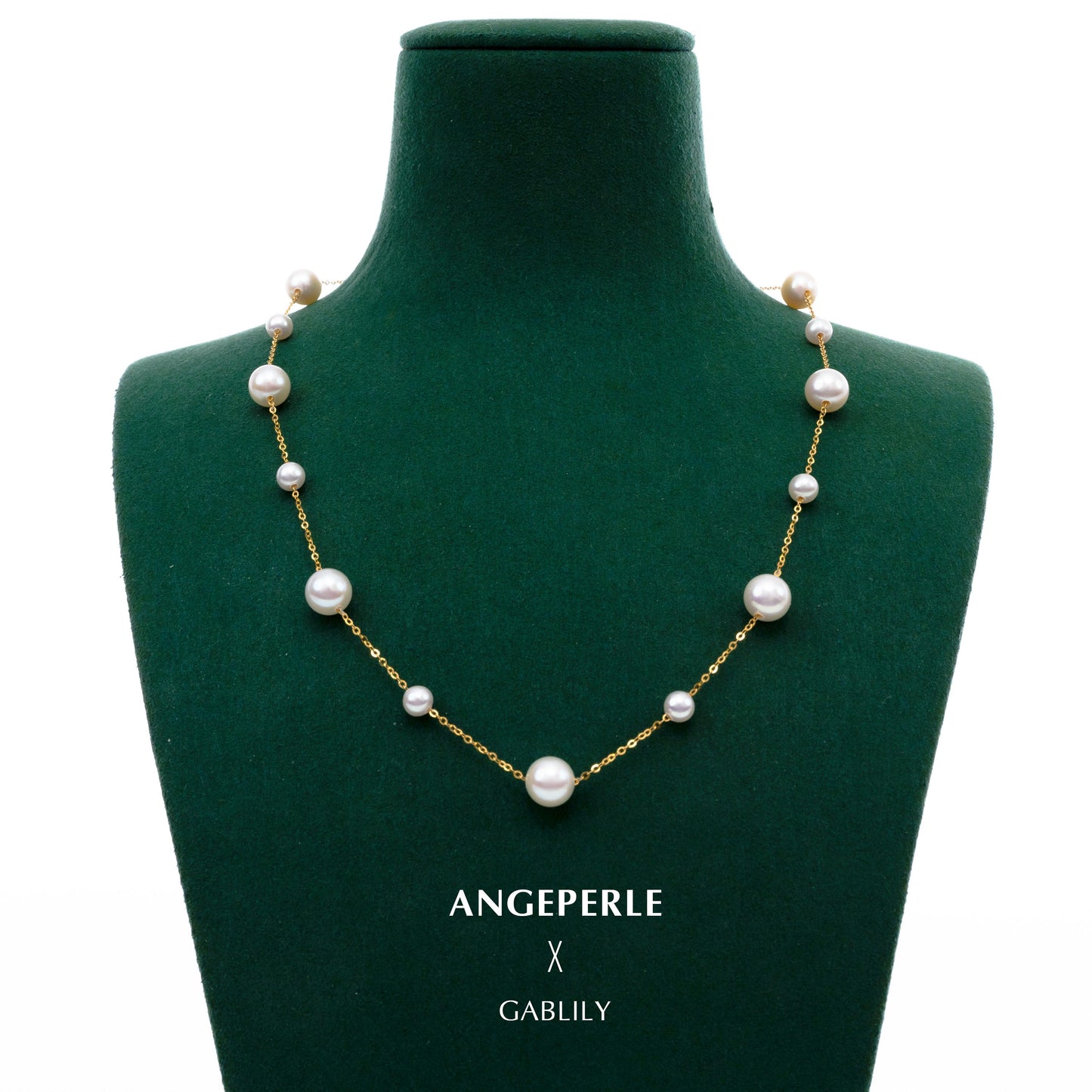 Gablily Large And Small Pearl Star Necklace: 4.5-5/7-8mm Freshwater 18K Gold (TSGY086)