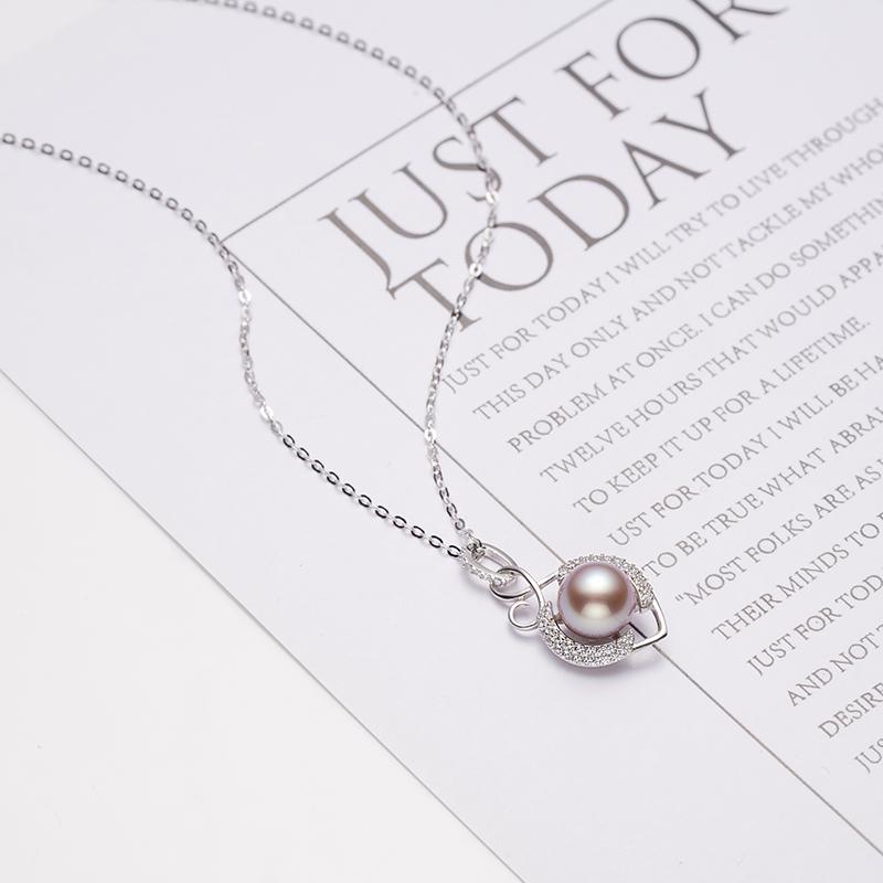 Designer Edison Purple Pearl Pendant ：8-8.5mm Freshwater S925 Silver (TSJY027)