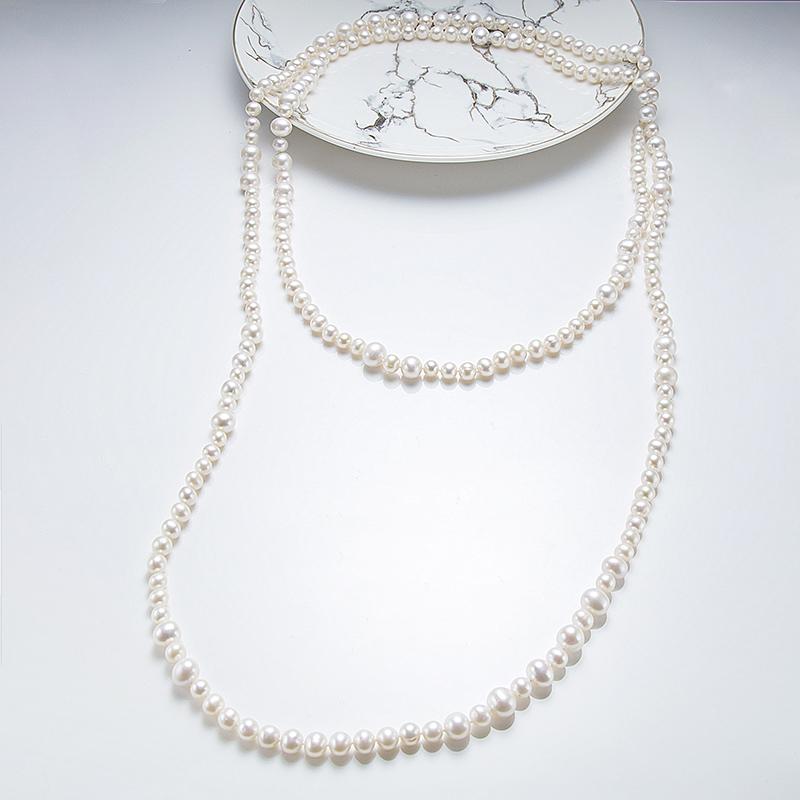 Sweater Multi-loop Pearl Necklace 63 inches: 6-9mm Freshwater No Accessories (TSZL010)