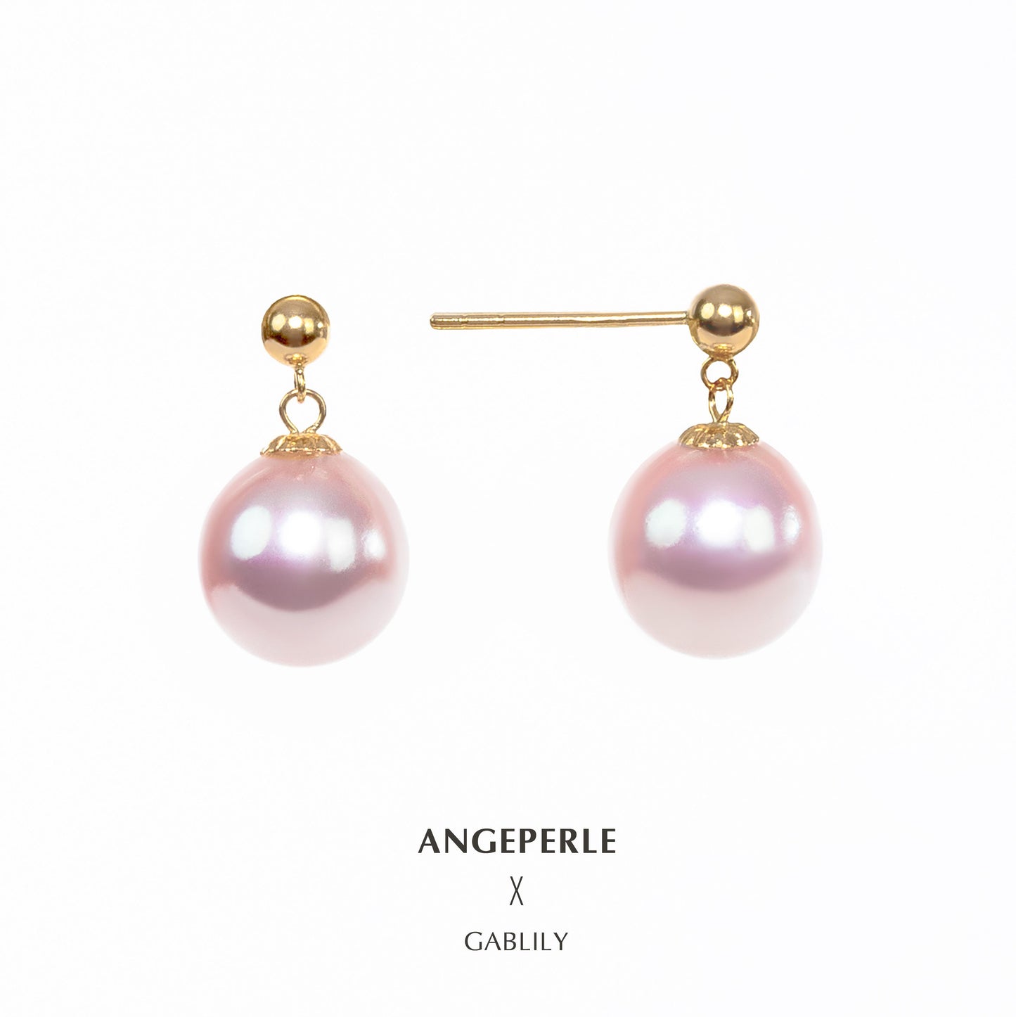 Akoya Pink Pearl Earrings Big Size Flexible: 8-9mm Seawater 18K Gold (TSGY021)