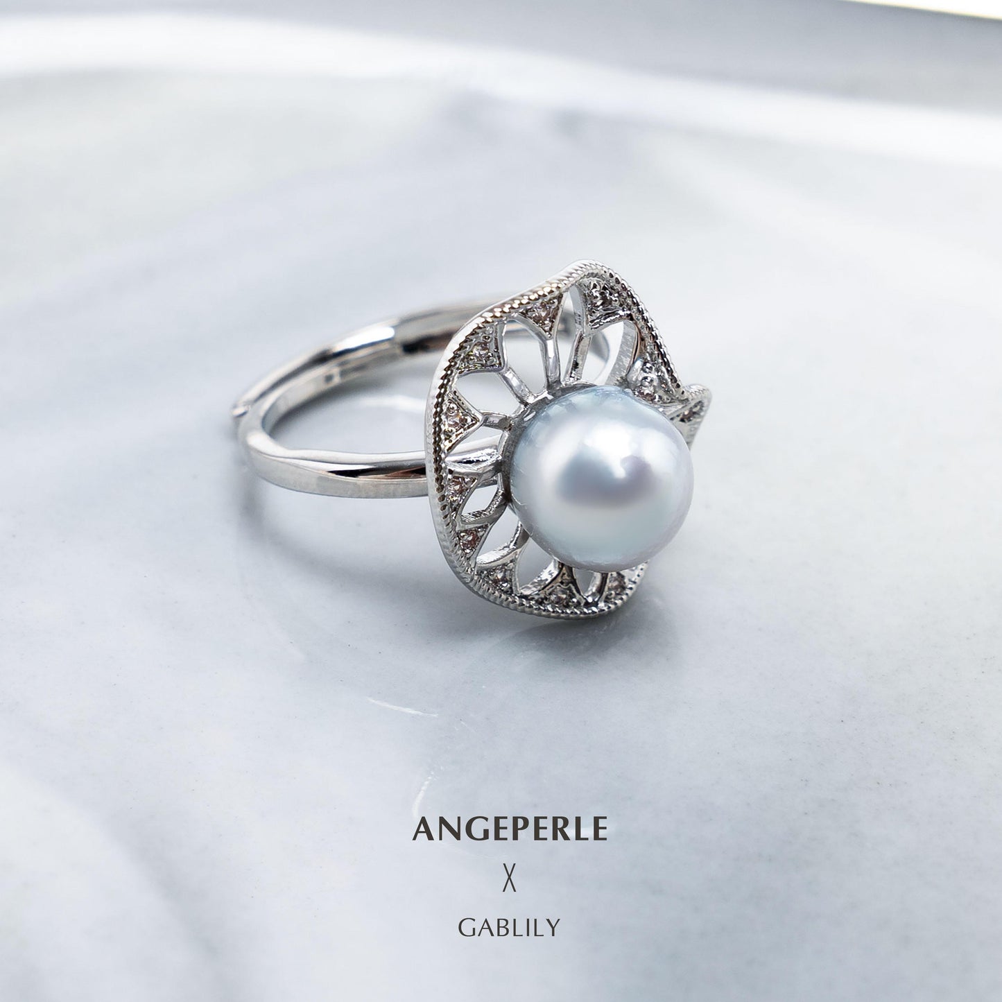 Akoya Madama Flower Story Pearl Ring: 7-8mm Seawater Alloy (TSYM139)