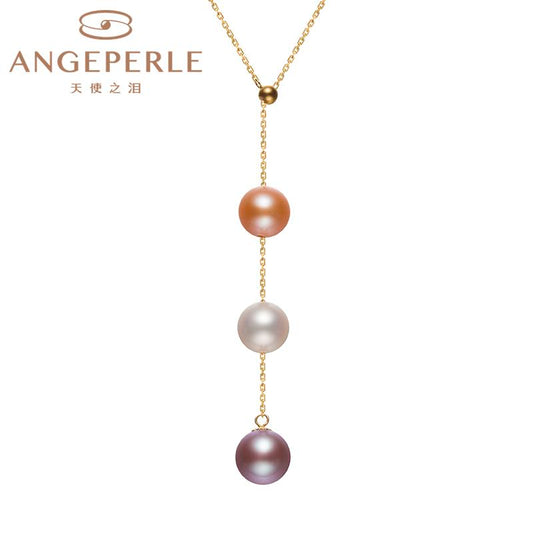 Three Lives Three Worlds Pearl Pendant Colorful Three Colors：7-8mm Freshwater 18K Gold (TS007)