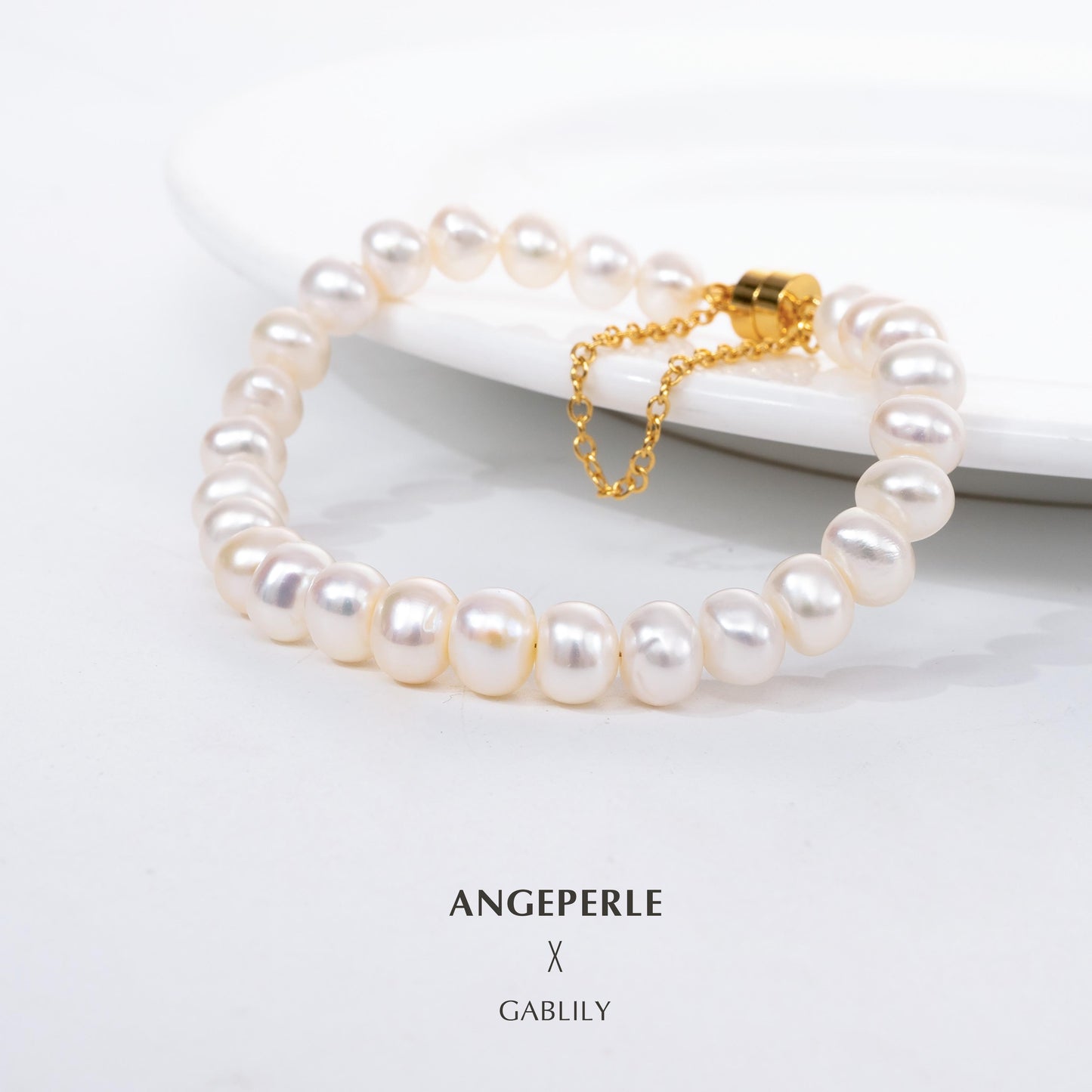 Magnetic Clasp Pearl Bracelet With Two Free Pearl Brooches Pearl Set: 6-7mm Freshwater Alloy (TSSL038)