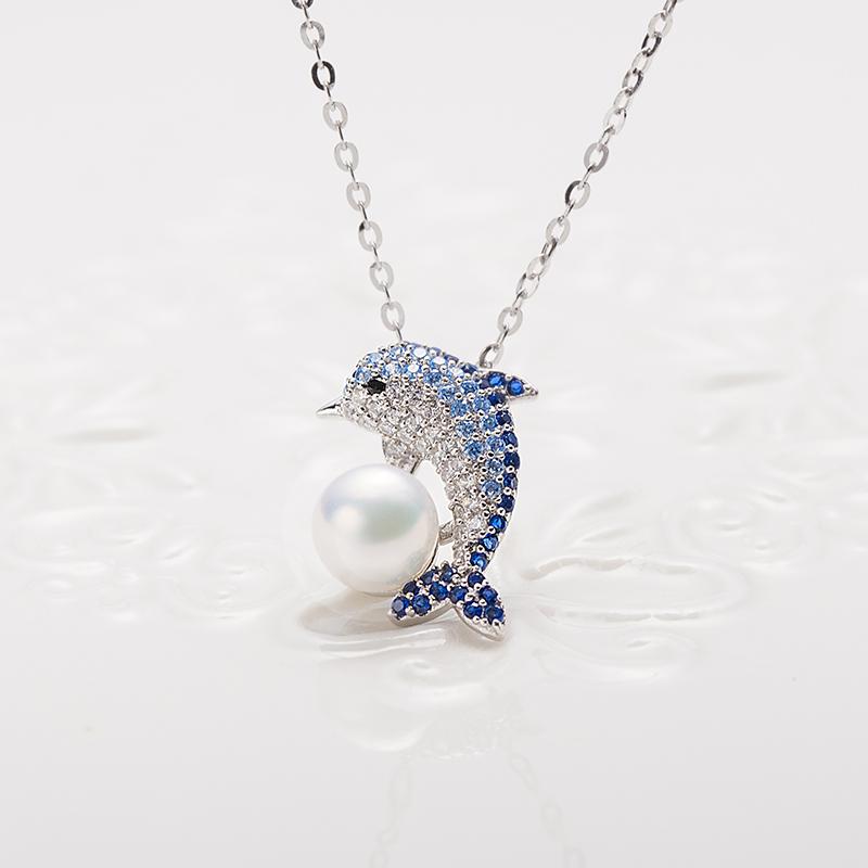 Blue Dolphin Pearl Pendant ：6-7mm Freshwater S925 Silver (TSJY024)