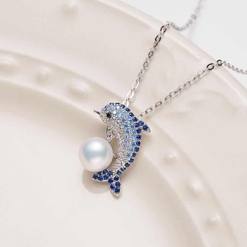 Blue Dolphin Pearl Pendant ：6-7mm Freshwater S925 Silver (TSJY024)